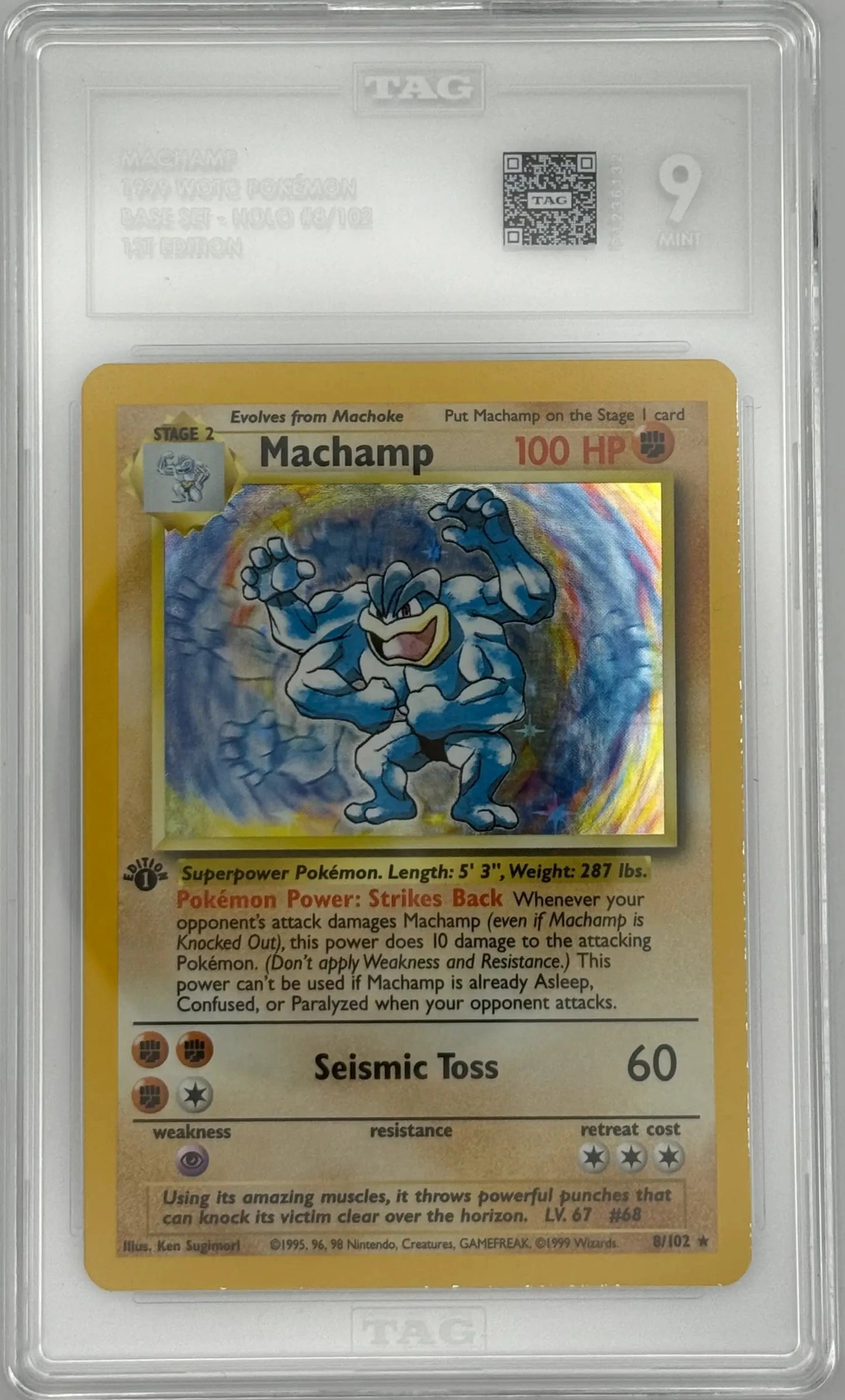 Machamp #8 TAG 9 Base Set 1st Edition